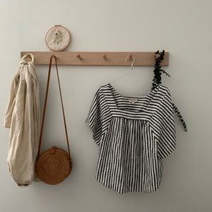 Madewell navy and white striped top